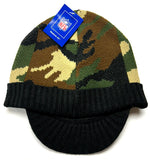 Washington Redskins NFL Reebok Green Camo Visor Knit Billed Hat Cap Beanie Adult