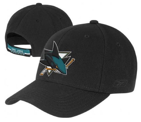 San Jose Sharks NHL Reebok Basic Black Wool Blend Hat Cap Adult Men's Adjustable