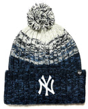 New York Yankees Cascade Navy Blue Cuff Pom Knit Hat Cap Adult Winter Beanie