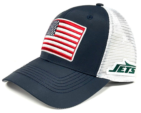 New York Jets NFL OHT Vintage USA Flag Hat Cap Blue White Mesh Men's Snapback