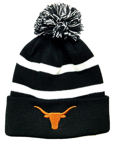 Texas Longhorns NCAA Breakaway Black Striped Pom Knit Hat Cap Adult Winter Beanie