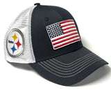 Pittsburgh Steelers NFL OHT Vintage USA Flag Hat Cap White Mesh Men's Snapback