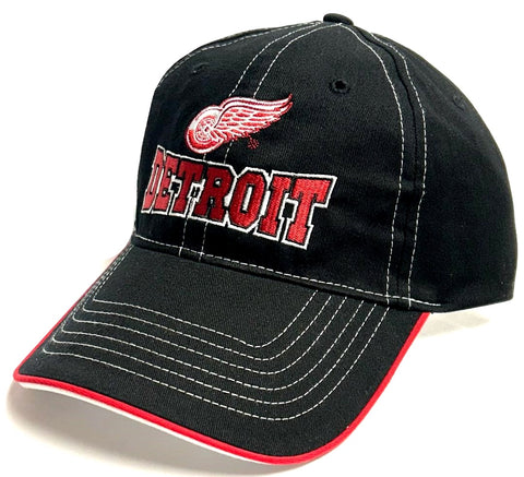 Detroit Red Wings CCM Vintage Black Relaxed Fit Dad Hat Cap Adult Adjustable