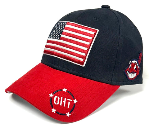 Cleveland Indians MLB OHT Vintage USA Flag Hat Cap Blue Two Tone Men's Snapback