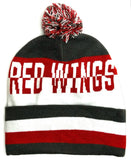 Detroit Red Wings NHL '47 Split Text Red Charcoal Pom Knit Hat Cap Adult Winter Beanie