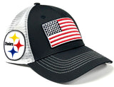Pittsburgh Steelers NFL OHT Vintage USA Flag Hat Cap White Mesh Men's Snapback