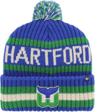 Hartford Whalers NHL '47 Vintage Bering Cuff Pom Knit Blue Hat Cap Winter Beanie