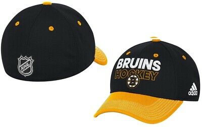 Boston Bruins NHL Adidas Black Two Tone Locker Room Hat Cap Men's Flex S/M