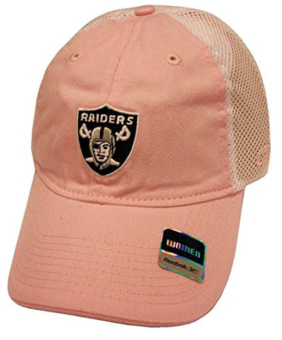Oakland Raiders NFL Reebok Pale Pastel Pink Slouch Relaxed Hat Cap White Mesh Women's