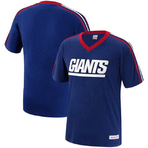 New York Giants NFL Mitchell & Ness Vintage Throwback Logo Overtime Win Blue V-Neck Tee T-Shirt Adult Men's X-Large XL
