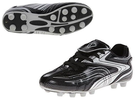 Vizari Striker FG Soccer Cleats Black Silver Men's Adult Sizes 8 8.5 9 9.5 10