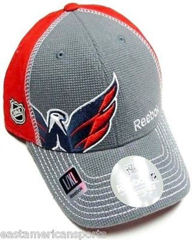 Washington Capitals NHL Reebok Center Ice Hat Cap Gray Red Flex Fitted L/XL Fit