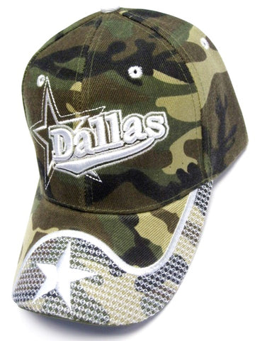 Dallas Cowboys Camo Hat Cap Script WAVE Visor Embroidered Signature Star Logo
