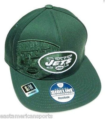 New York Jets NFL Reebok Sideline Green Flat Visor Logo Hat Cap Flex Fitted S/M