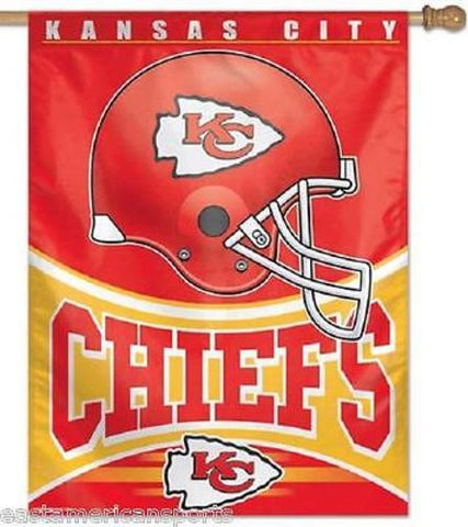 Kansas City Chiefs NFL 27 x 37 Vertical Hanging Wall Flag Helmet Logo Bar Banner