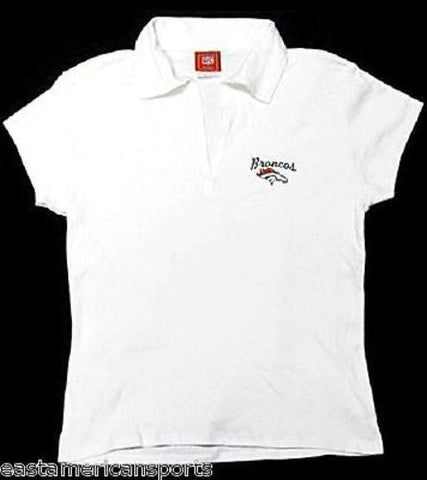 Denver Broncos NFL For Her Womens Polo Short Sleeve White Shirt Top X-Large XL
