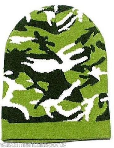 Camouflage Camo L. Green Winter Knit Hat Skull Cap Toboggan Beanie Hunting Army