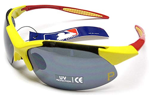 siskiyousport Pittsburgh Pirates MLB Rimless Blade Frame Yellow Red UV Extreme Sunglasses Blade Adult Men's