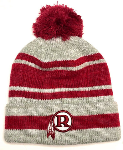 Washington Redskins NFL Fan Favorite Sky Gray Stripe Legacy Pom Knit Hat Cap
