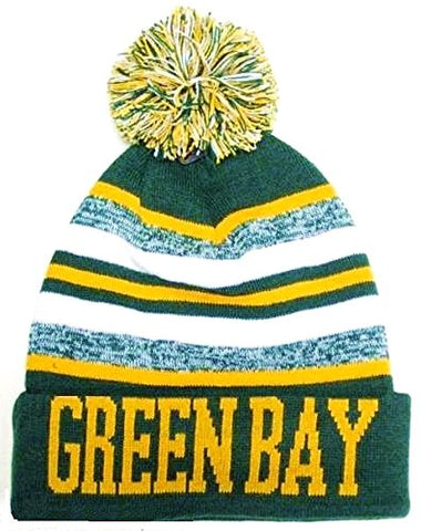 Green Bay City Green /Yellow Classic POM Ball Knit Hat Cap Winter Ski Beanie