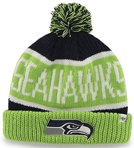 Seattle Seahawks NFL '47 Calgary Cuff Pom Knit Hat Cap Adult Winter Beanie