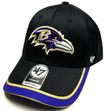 Baltimore Ravens NFL '47 MVP Grind Structured Black Hat Cap Adult Men's Adjustable