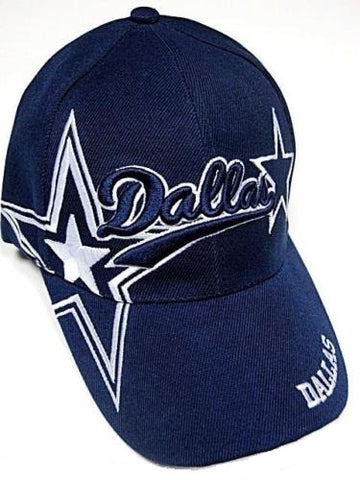 Dallas Cowboys Blue Hat Cap Script Visor Embroidered Signature Double Star Logo