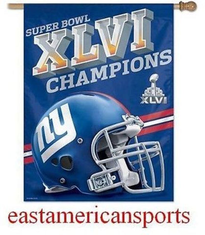 New York Giants NFL Super Bowl Champions 46 XLVI Verticle 27 x 37 Flag Banner