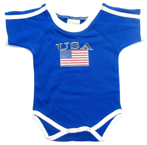 USA America Blue Soccer Jersey Baby Bodysuit Infant Creeper 3-6-9-12-18-24 M