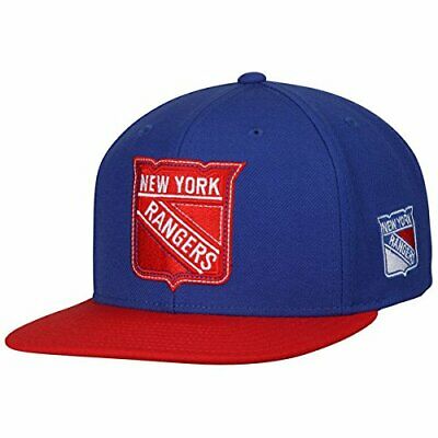 New York Rangers NHL Reebok Flat Brim Hat Cap Blue Two Tone Red Tonal Snapback