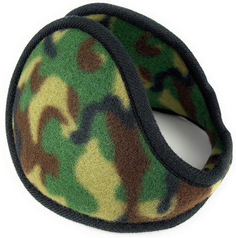 Camouflage Camo Fuzzy Fleece Green Ear Muffs Warmers Woodland Pattern