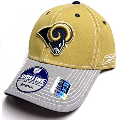 Reebok Los Angeles Rams NFL Stitched Gold Gray Two Tone Hat Cap Flex Fit Men's M/L