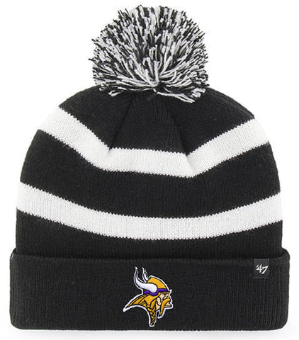 Minnesota Vikings NFL '47 Black Breakaway Pom Cuff Knit Hat Cap Adult Beanie