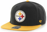 47 Brand Pittsburgh Steelers Two-Toned Super Shot Mens Snapback Hat F-SUSTT25WBS-BK Black BK M US