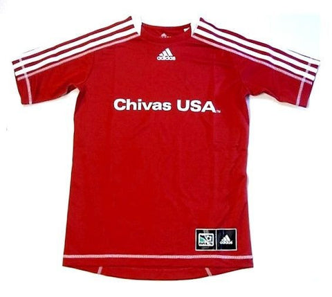 Chivas USA MLS Club Deportivo Adidas Soccer Jersey Red w/ White Shirt Youth XS