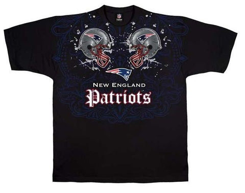New England Patriots NFL Black Face Off Helmet Tribal Design Shirt Men's Large L