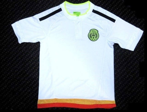 Mexico Soccer Futbol White Away Jersey Shirt Patch Logo Youth 2,4,6,8,10,12,14