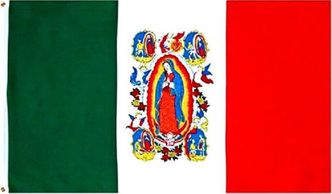 Mexico Guadalupe 3' x 5' Flag w/ Grommets to Hang Pride Country Soccer Banner