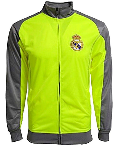 Real Madrid Soccer Track Jacket Neon Green Gray Warm Up Full Zip Men's S M L XL