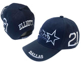 Dallas Blue Hat Cap # 21 Ezekiel Elliott Embroidered Cowboys Star Name Number