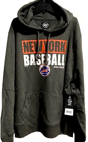 New York Mets MLB '47 Charcoal Gray Blockout Headline Hoodie Pullover Mens Large