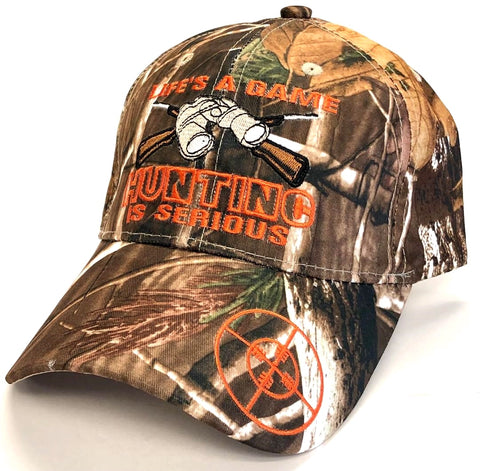 TFA Life's A Game Hunting is Serious Full Realtree Camo Hat Cap Hunter Adult Men's Adjustable