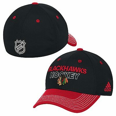 Chicago Blackhawks NHL Adidas Black Two Tone Locker Room Hat Cap Men's Flex S/M