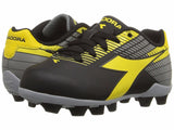 Diadora Ladro MD JR Soccer Cleats Black / Yellow / Grey Toddler Kids Youth Sizes