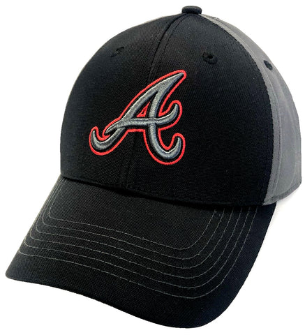 Fan Favorite Atlanta Braves Mass Black Gray Back Structured Hat Cap Adult Men's Adjustable