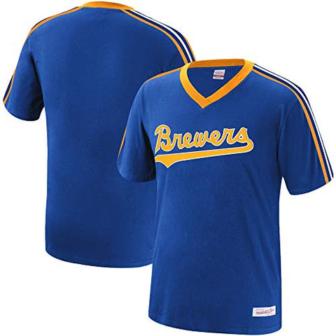 Mitchell & Ness Milwaukee Brewers MLB Overtime Win Vintage V-Neck