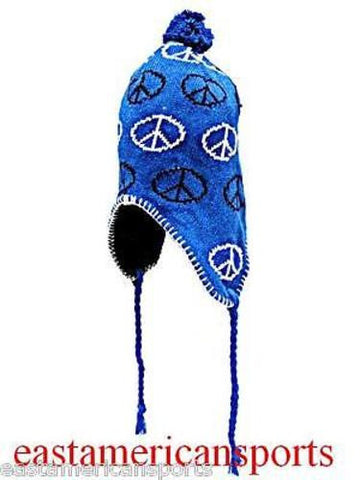 Trooper Blue Peace Sign Hat Cap Hippie Music Woodstock Knit Winter Ski Beanie