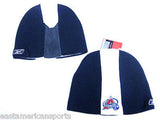 Colorado Avalanche NHL Reebok Blue Skunk Stripe Knit Hat Cap Ski Snow Beanie