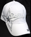 Dallas Cowboys White Hat Cap Script Visor Embroidered Signature Double Star Logo