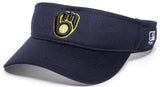 Milwaukee Brewers MLB OC Sports Navy Blue Mesh Golf Visor Hat Cap Adult Men's Adjustable